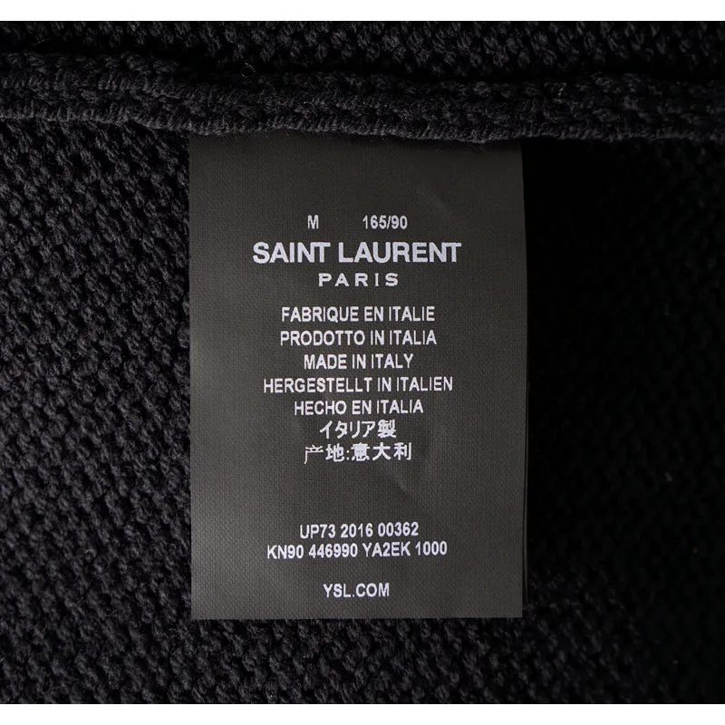 sz M NEW $1190 SAINT LAURENT Men's Black Cotton Oversized GRUNGE V-neck CARDIGAN