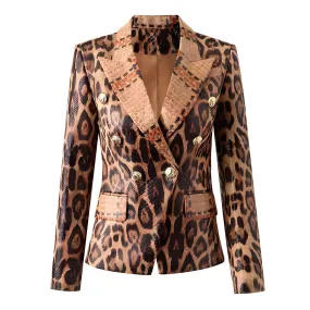 The Anaconda Faux Leather Long Sleeve Blazer