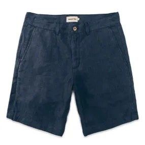 The Maritime Short in Navy Linen Herringbone