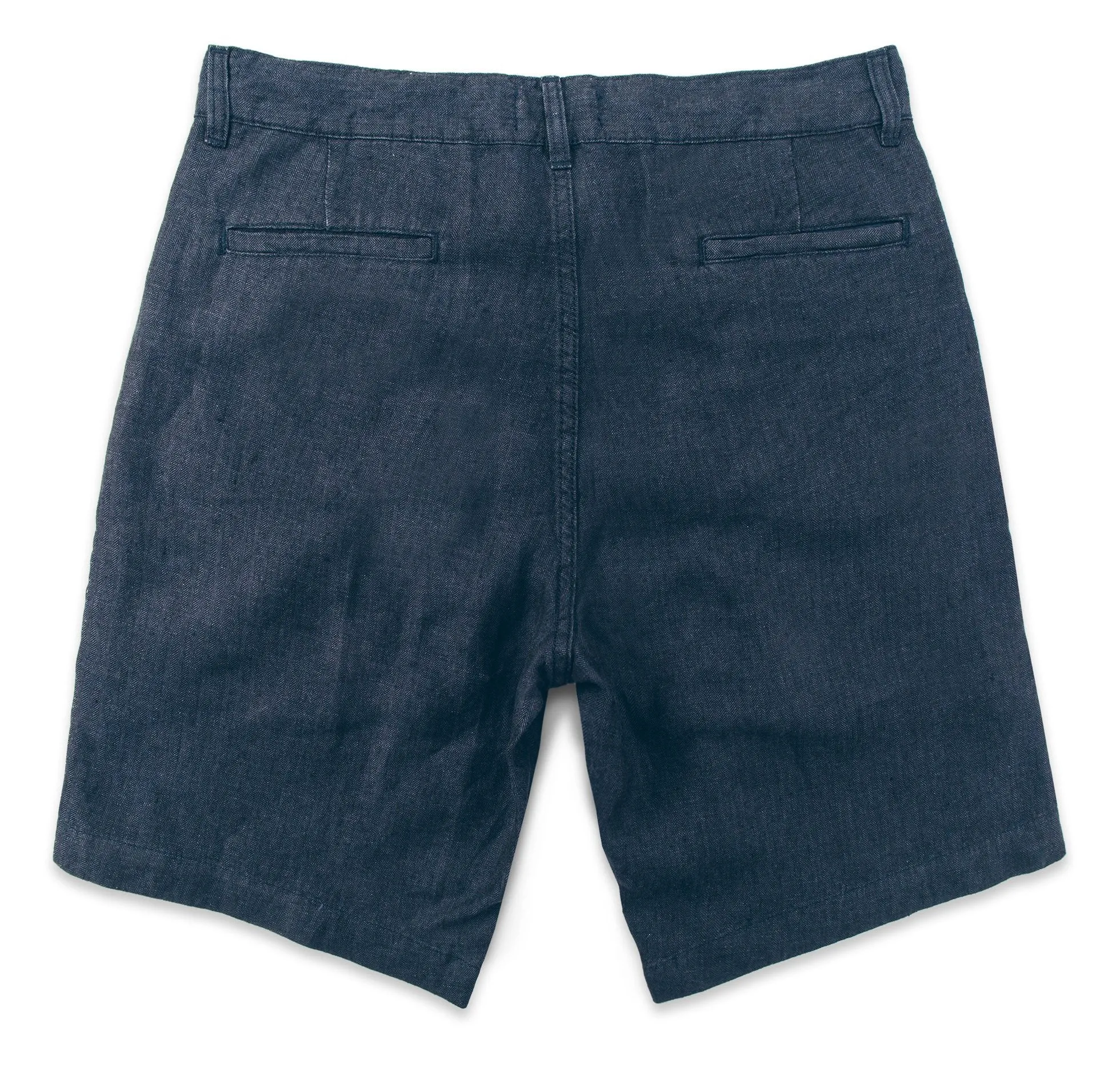 The Maritime Short in Navy Linen Herringbone