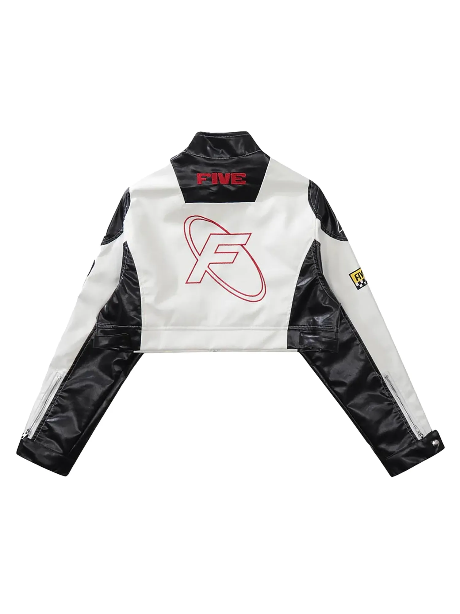 Thesupermade Badge Short PU Leather Racing Jacket - 1631