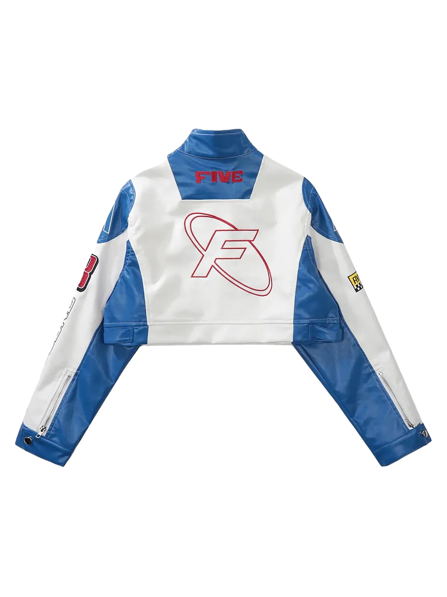 Thesupermade Badge Short PU Leather Racing Jacket - 1631