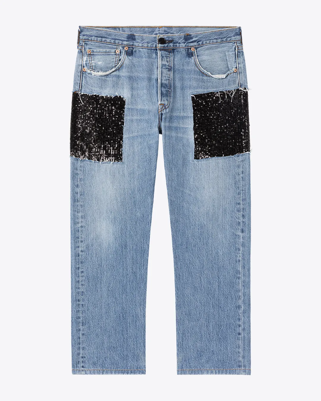 VALERIE SEQUINED DENIM PANT - BLACK