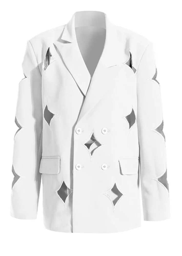 White Blazer with Diamond Cutouts