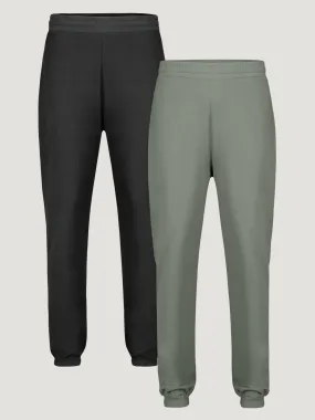 Women's Terry Jogger Essential 2-Pack (Black   Mercury Green) FINAL SALE